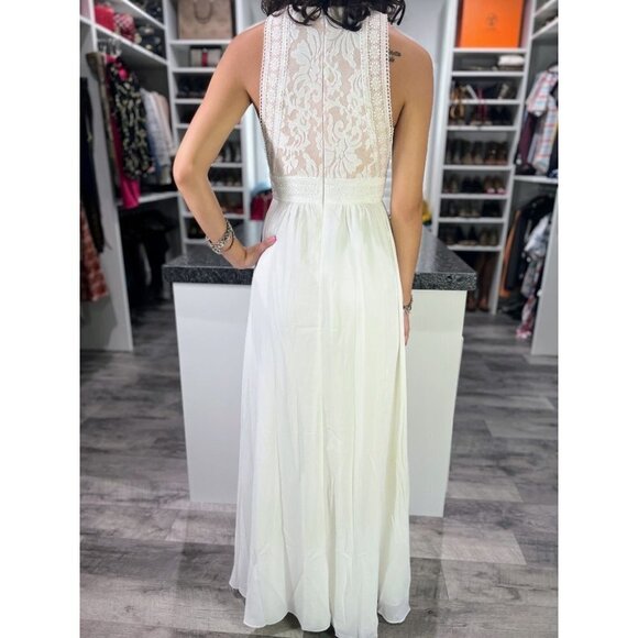 Lulu's White Lace Flowy Maxi Gown Dress $99 NWT - Picture 10 of 14
